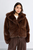 Short Brown Faux Fur Coat