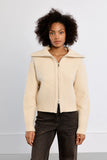 Ivory Double Zip Knit Cardigan