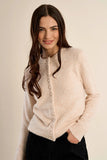 Ivory Covered Button Cardigan