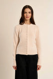 Ivory Covered Button Cardigan