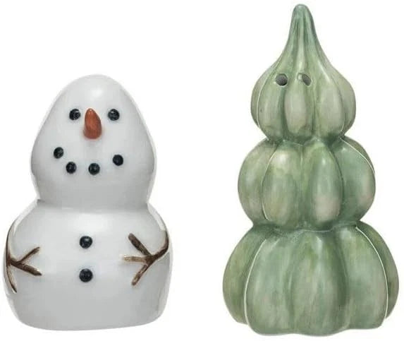Snowman & Tree Salt & Pepper Shakers Set
