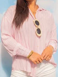 Pink & White Striped Collared Shirt