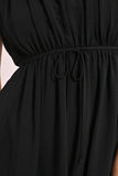 Black Pleated V-Neck Dress