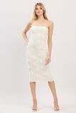 Ivory Textured Floral Midi Dress