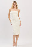 Ivory Textured Floral Midi Dress