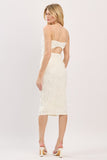 Ivory Textured Floral Midi Dress