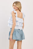 Baby Blue Ruffle Tiered Top