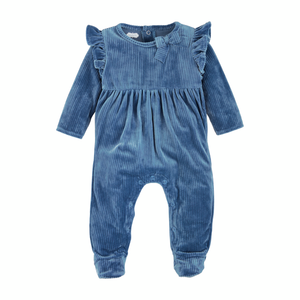 Blue Ribbed Velour Sleeper