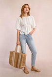 Beige Woven Basket Bag