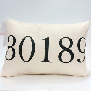 Black 30189 Zip Code Pillow